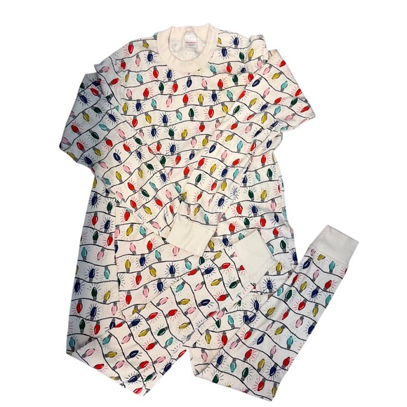 Hanna Andersson Other - Hanna Andersson Women Small Christmas Lights Organic Cotton Pajama Set Cream